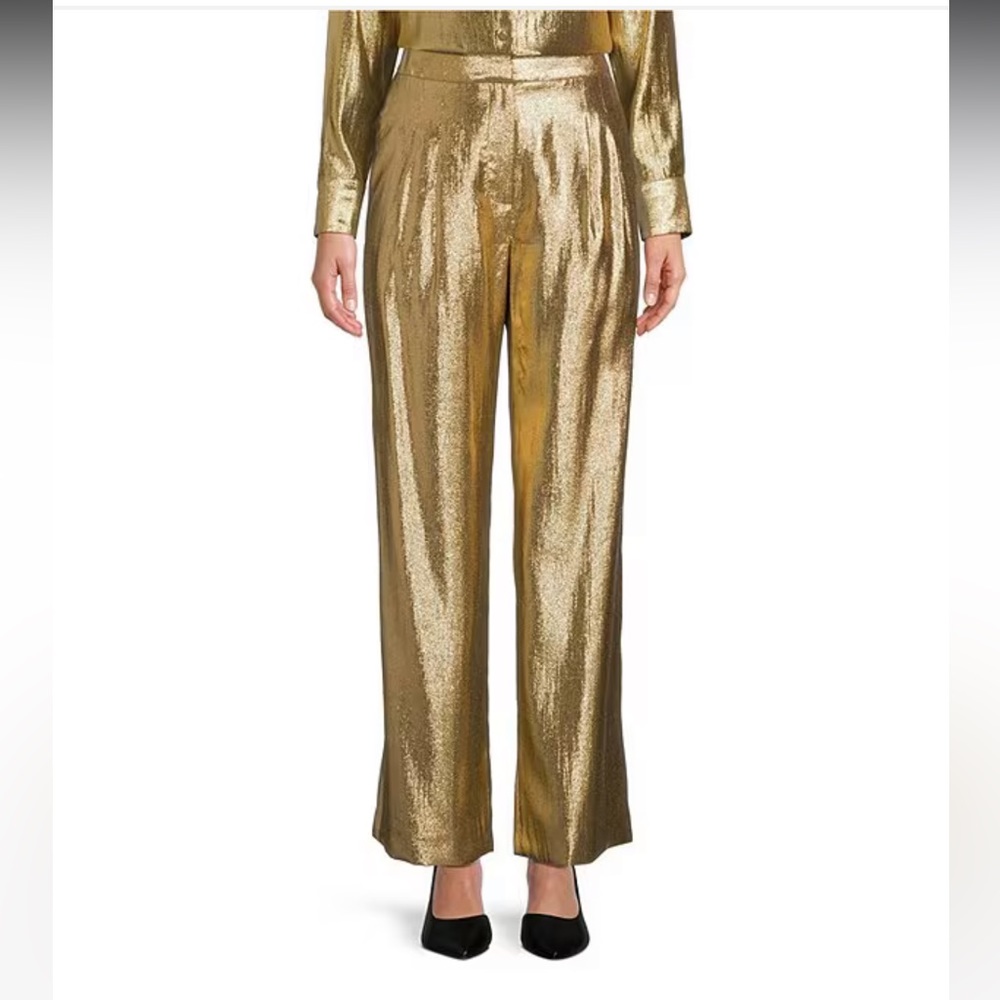 ANTONIO MELANI Gold Metallic Pants